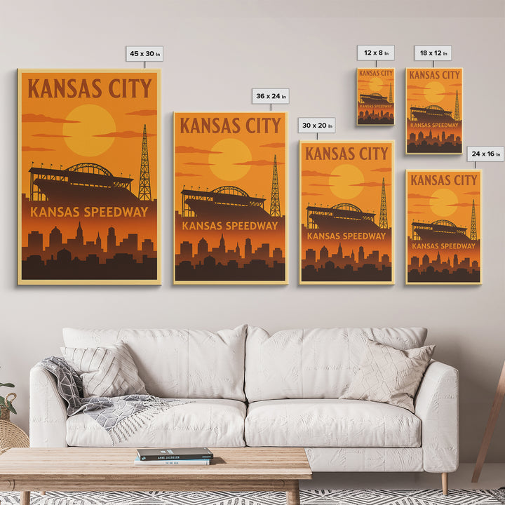 Kansas City Travel Poster, Framed Canvas Print, Vintage Deco Wall Art, Kansas City City Art, Living Room Wall Art, Mid Century Wall Art