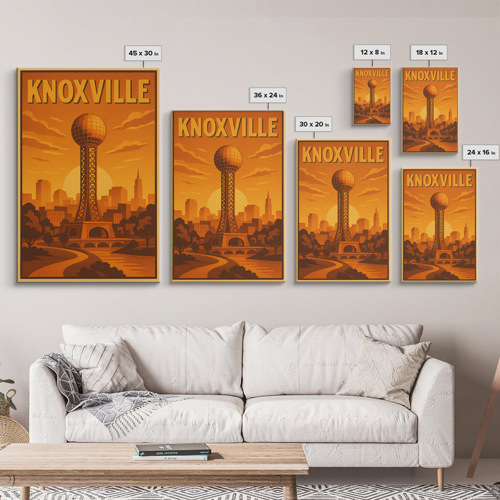 Knoxville Tennessee Travel Poster, Canvas Print, Gold Art Deco Poster Art, Knoxville City Art, City Illustration, Fine Art Print, Wall Decor
