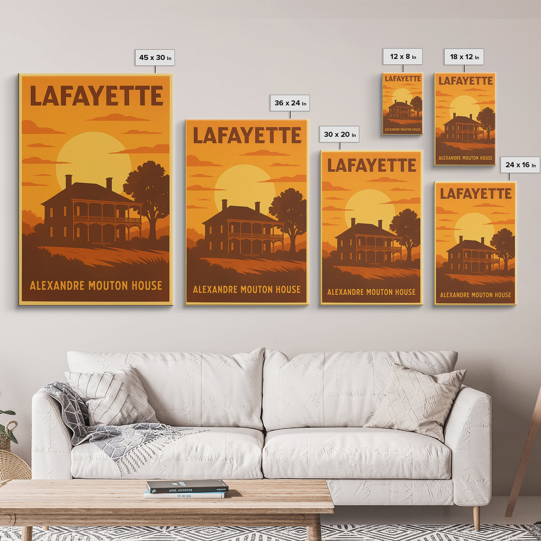 Lafayette Louisiana Travel Poster, Canvas Print, Golden Travel Poster Art, Lafayette Poster Print, Vintage City Art, Vintage City Poster