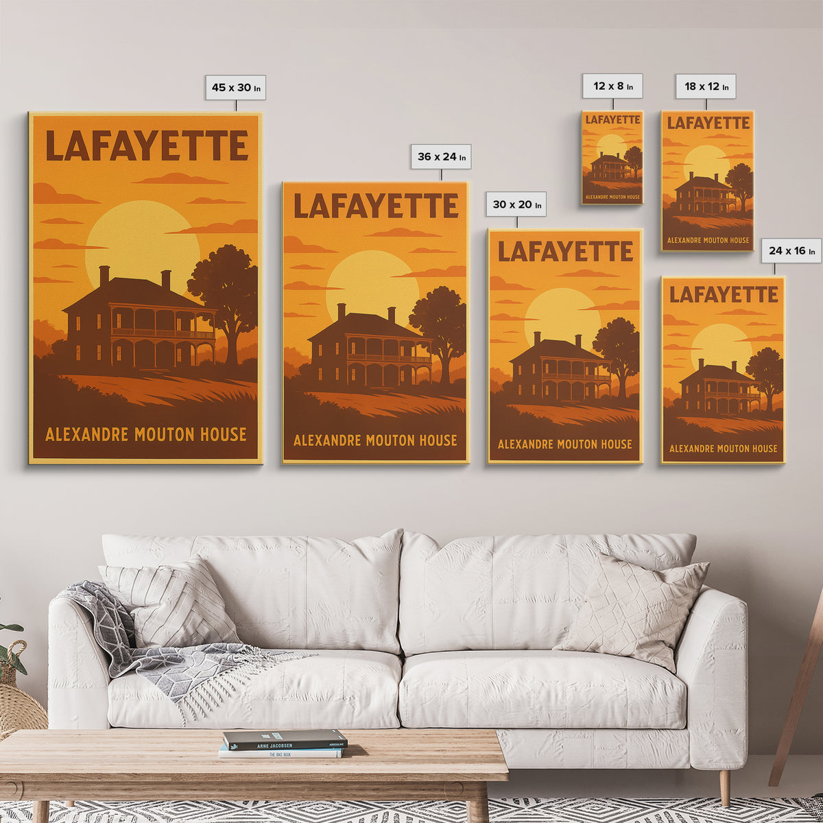 Lafayette Louisiana Travel Poster, Canvas Print, Golden Travel Poster Art, Lafayette Poster Print, Vintage City Art, Vintage City Poster