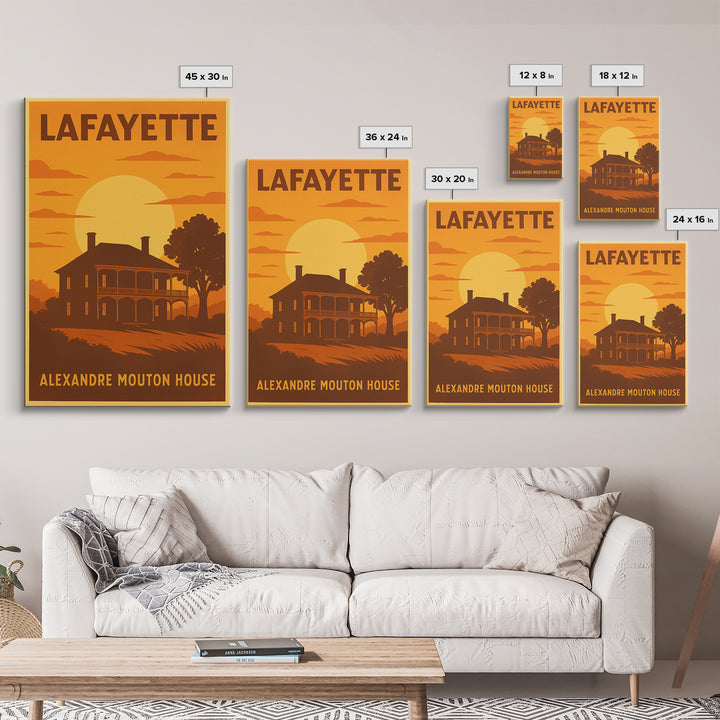 Lafayette Louisiana Travel Poster, Canvas Print, Golden Travel Poster Art, Lafayette Poster Print, Vintage City Art, Vintage City Poster