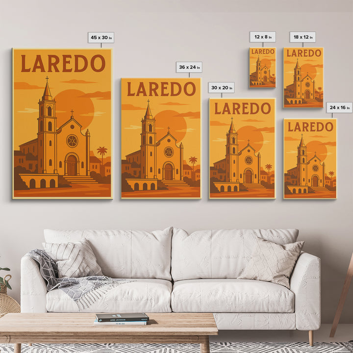 Laredo Texas Travel Poster, Canvas Print, Golden Travel Poster Art, Laredo Poster Print, Vintage Travel Art, Fine Art Print, Art Print