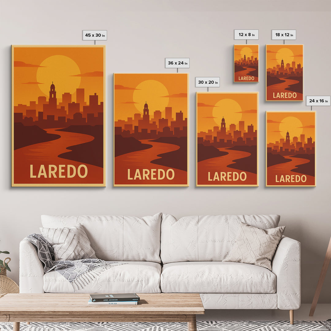 Laredo Travel Poster, Canvas Print, Golden Travel Poster Art, Laredo Travel Art, Retro Travel Print, Gift For Travelers, Fine Art Print