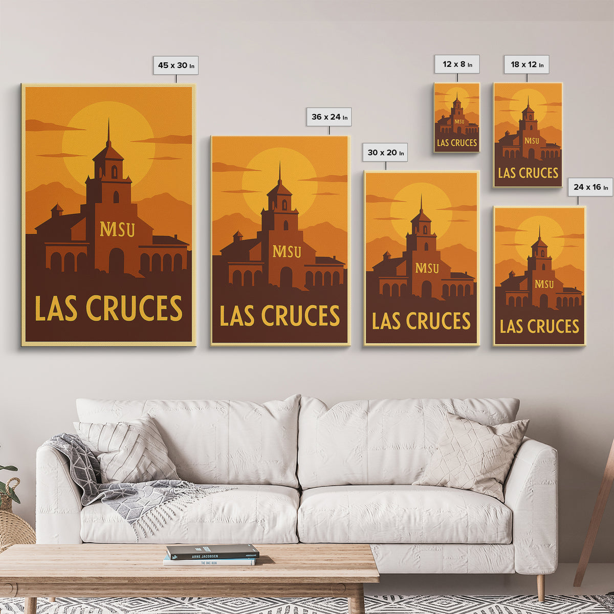 Las Cruces Travel Poster, Canvas Print, Warm Sunset Silhouette Art, Las Cruces Travel Art, Travel Poster Set, Retro Travel Print