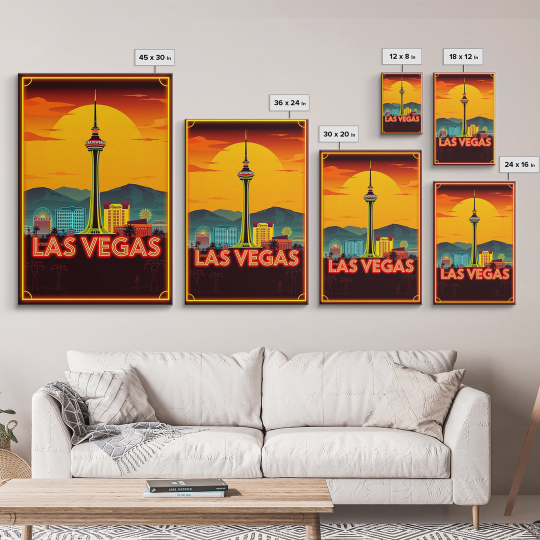Las Vegas Travel Poster, Framed Canvas Print, Gold Art Deco Poster Art, Las Vegas Art Print, Gift For Travelers, Vintage Travel Art