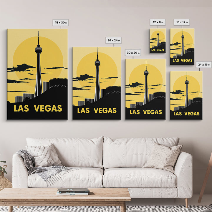 Las Vegas Travel Poster, Canvas Print, Golden Travel Poster Art, Las Vegas Wall Art, Fine Art Print, Living Room Wall Art, Home Decor