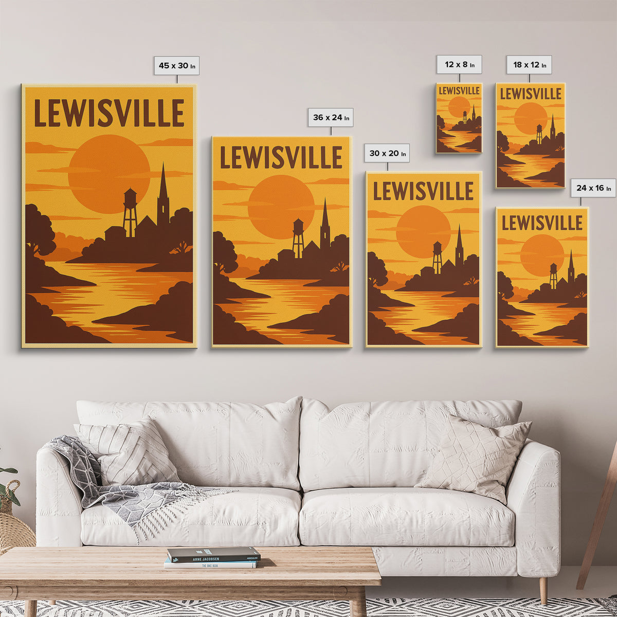 Lewisville Texas Travel Poster, Canvas Print, Vintage Deco Wall Art, Lewisville Wall Art, Travel Poster Set, Travel Prints, Travel Wall Art