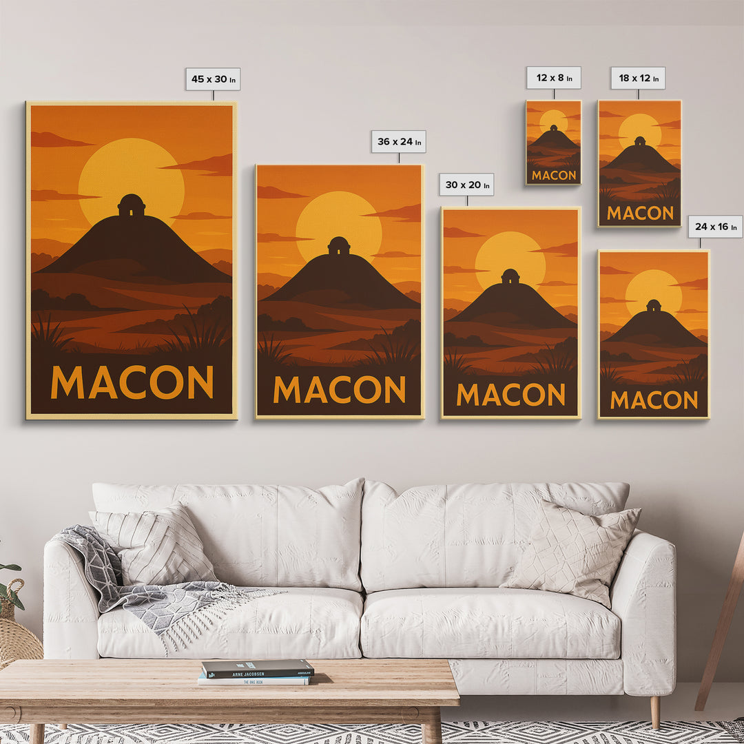 Macon Travel Poster, Canvas Print, Golden Travel Poster Art, Macon Wall Art, Modern Wall Decor, Fine Art Print, Travel Art Print