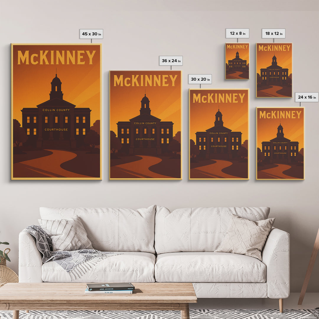 Mckinney Texas Travel Poster, Canvas Print, Vintage Deco Wall Art, Mckinney Art Print, Travel Art Print, Vintage City Poster, Wall Art