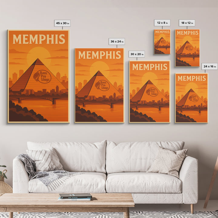 Memphis Tennessee Travel Poster, Canvas Print, Gold Art Deco Poster Art, Memphis Wall Art, Watercolor Urban Skyline, Art Print, Travel Art