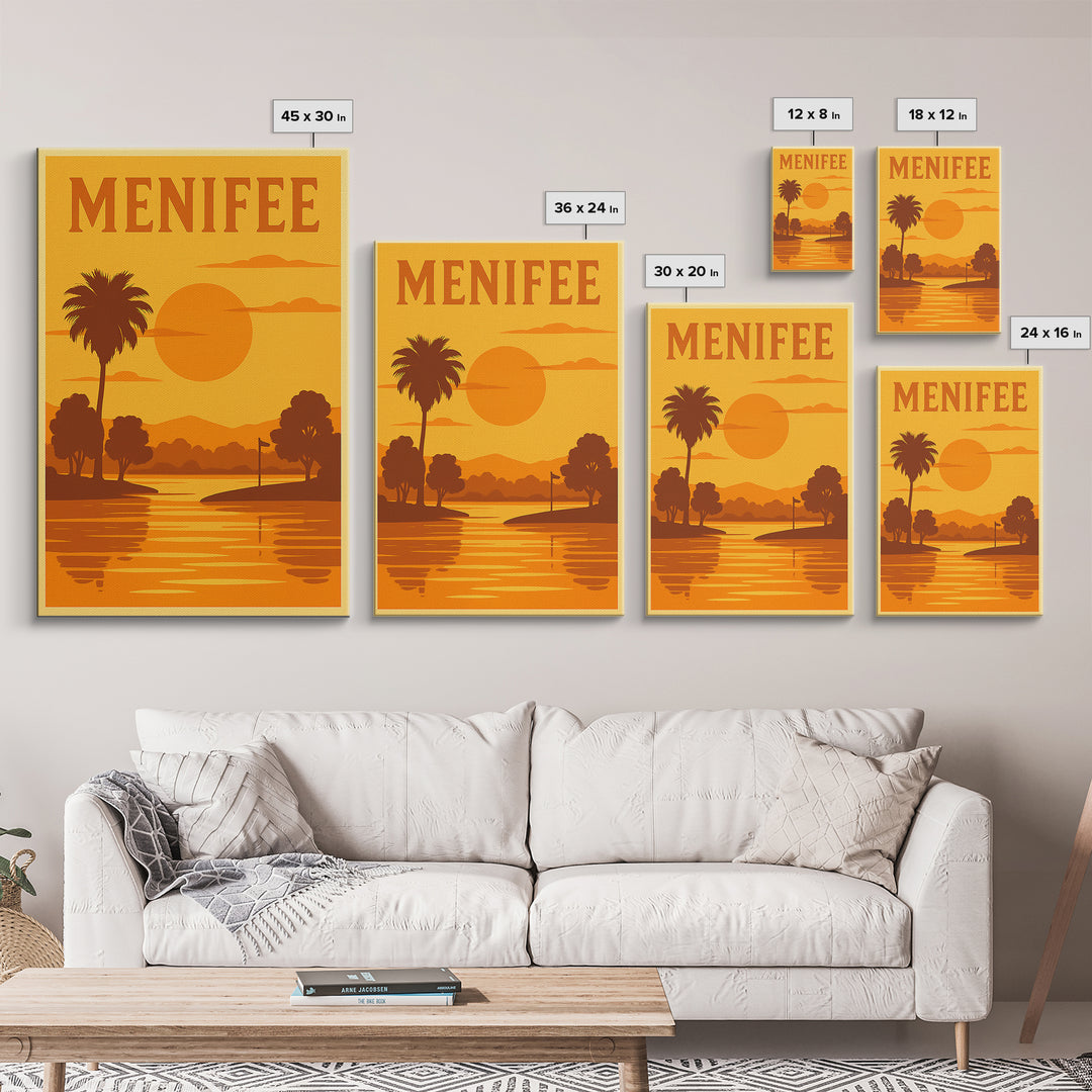 Menifee California Travel Poster, Canvas Print, Gold Art Deco Poster Art, Menifee Travel Art, Fine Art Print, Wanderlust Decor, Poster Art