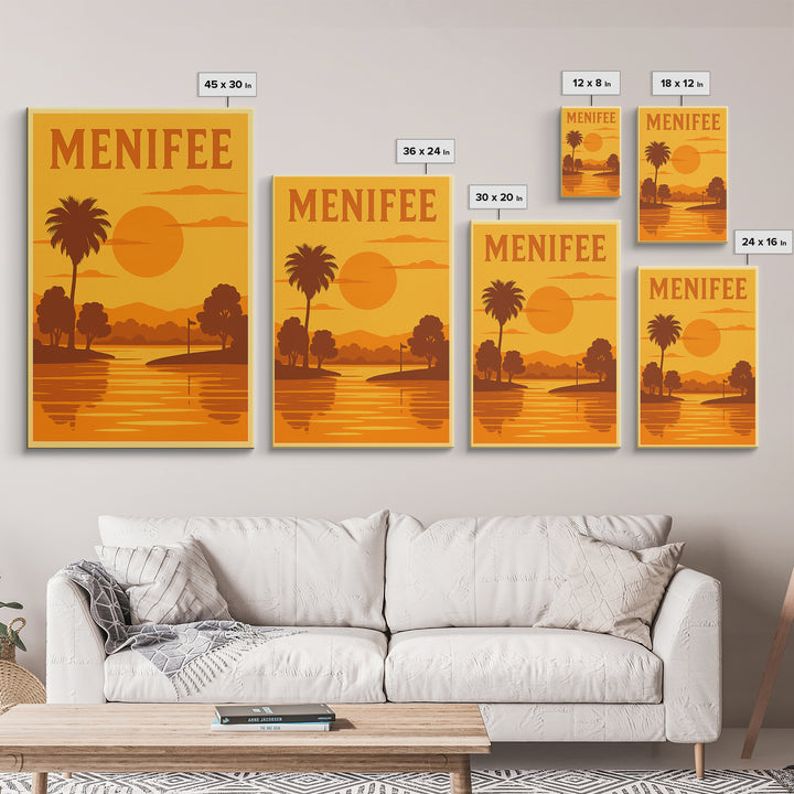 Menifee California Travel Poster, Canvas Print, Gold Art Deco Poster Art, Menifee Travel Art, Fine Art Print, Wanderlust Decor, Poster Art