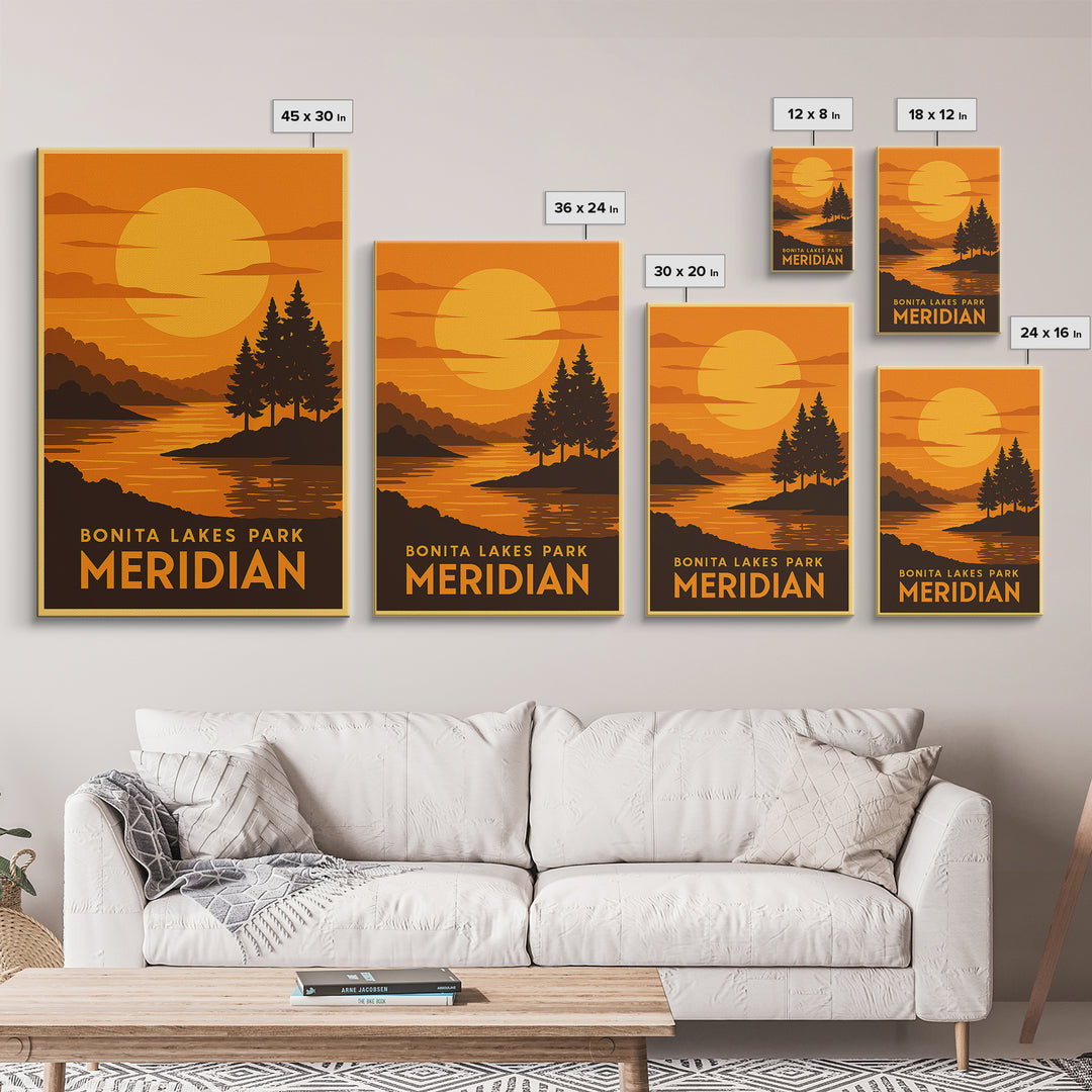 Meridian Travel Poster, Canvas Print, Gold Art Deco Poster Art, Meridian Travel Art, City Art Print, Vintage Travel Art, Vintage City Poster