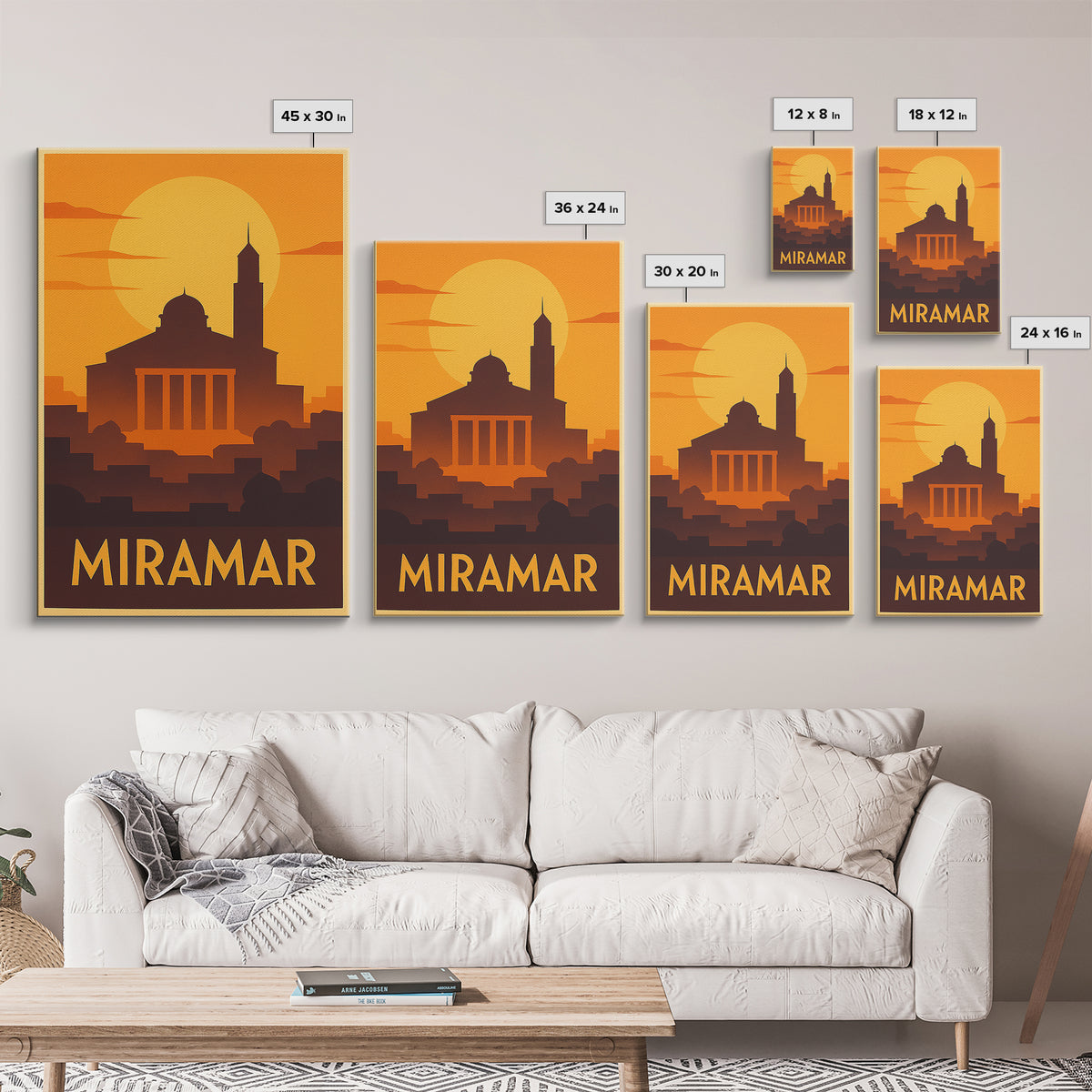 Miramar Travel Poster, Framed Canvas Print, Gold Art Deco Poster Art, Miramar Poster Print, Travel Art Print, Vintage Travel Print