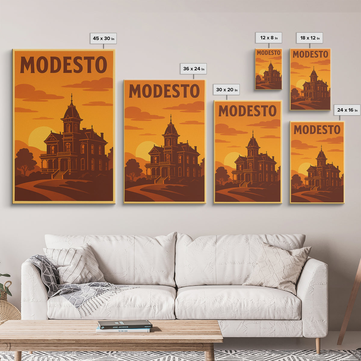 Modesto California Travel Poster, Canvas Print, Golden Poster Art, Modesto Art Print, Gift For Travelers, Vintage City Art, Wall Art
