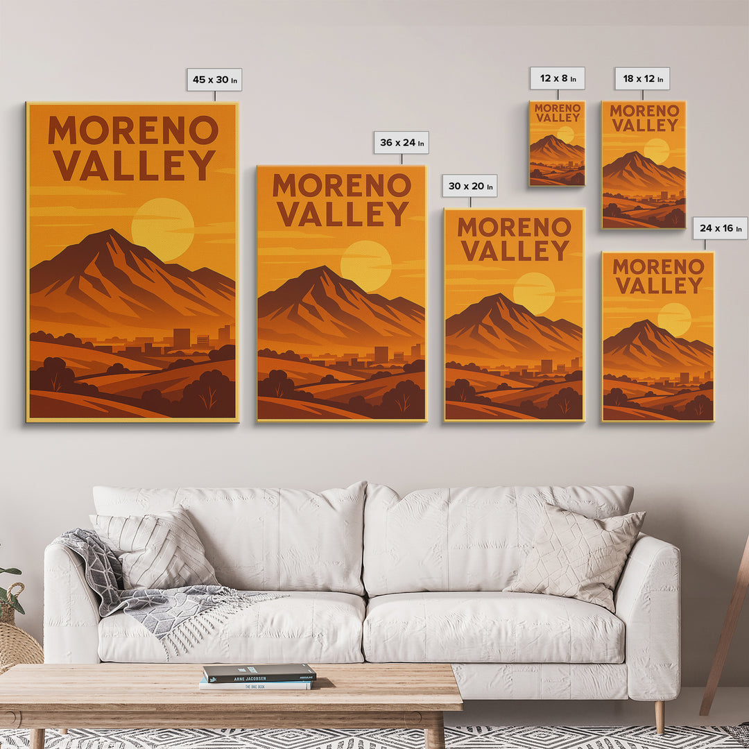 Moreno Valley California Travel Poster, Canvas Print, Gold Art Deco Poster Art, Moreno Valley Travel Art, Travel Poster Set, Wall Decor