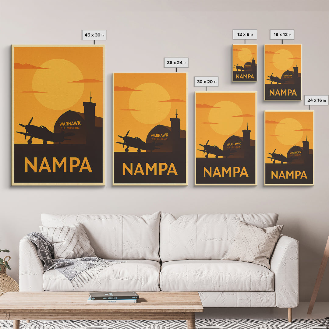 Nampa Travel Poster, Canvas Print, Gold Art Deco Poster Art, Nampa Travel Art, Wanderlust Decor, Travel Wall Art, Watercolor Skyline