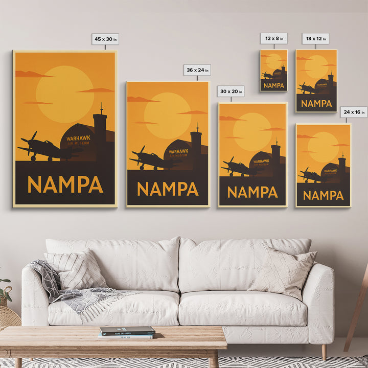 Nampa Travel Poster, Canvas Print, Gold Art Deco Poster Art, Nampa Travel Art, Wanderlust Decor, Travel Wall Art, Watercolor Skyline