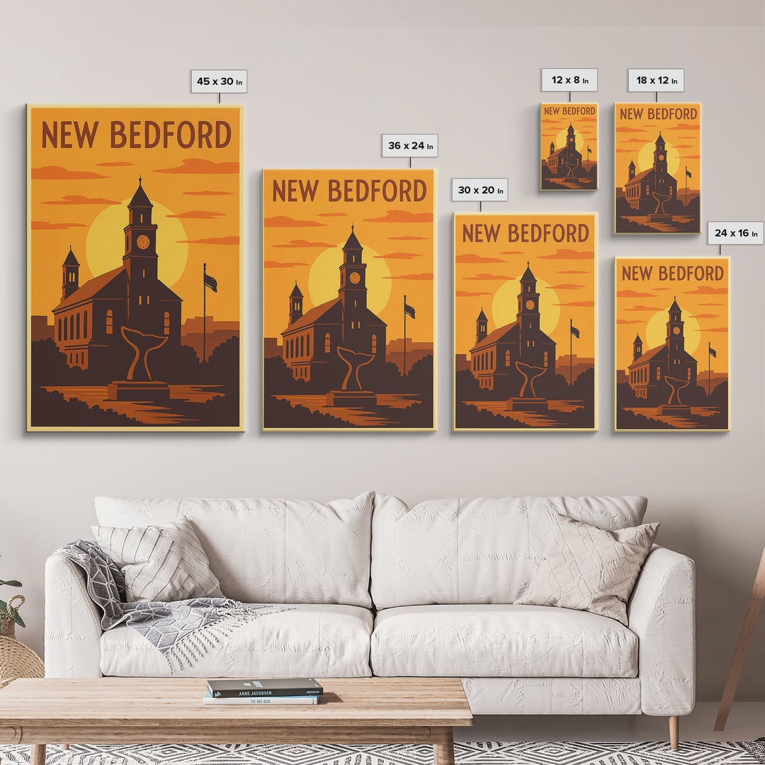 New Bedford Massachusetts Travel Poster, Canvas Print, Gold Art Deco Poster Art, New Bedford City Art, Travel Poster Set, City Poster