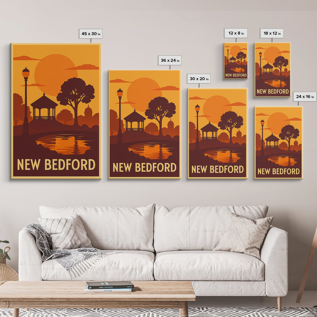 New Bedford Travel Poster, Canvas Print, Vintage Deco Wall Art, New Bedford Art Print, Mid Century Wall Art, Retro Travel Print