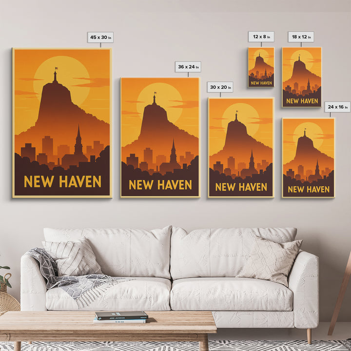 New Haven Travel Poster, Canvas Print, Vintage Deco Wall Art, New Haven Wall Art, Gift For Travelers, Retro Travel Print, Travel Wall Art