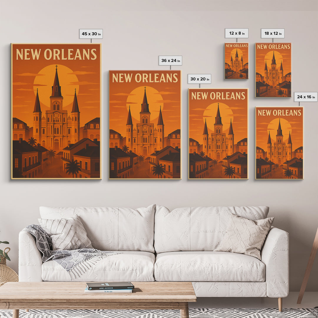 New Orleans Louisiana Travel Poster, Canvas Print, Gold Art Deco Poster Art, New Orleans Art Print, Travel Wall Decor, Gift For Travelers
