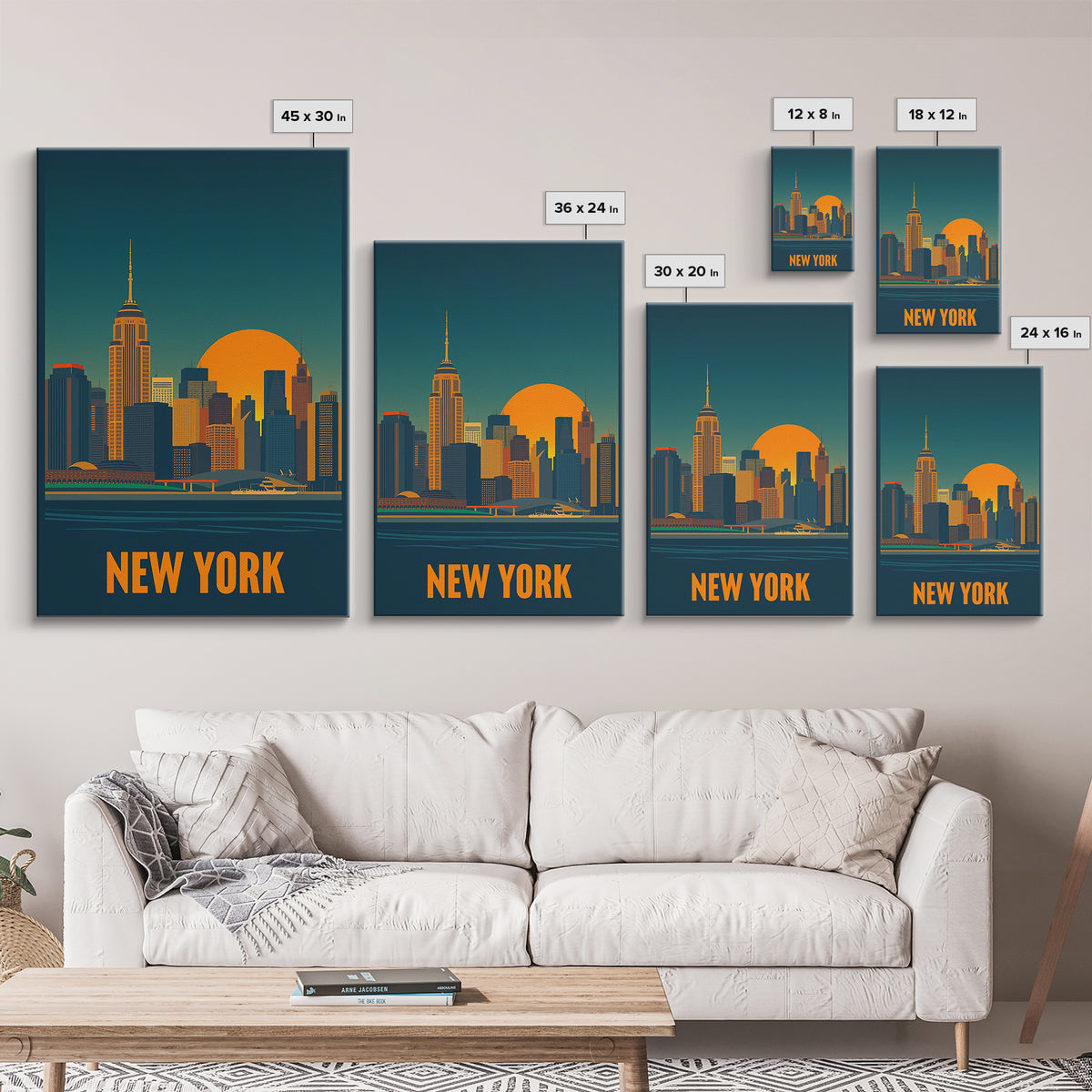 New York Travel Poster, Framed Canvas Print, Gold Art Deco Poster Art, New York Art Print, City Illustration, City Art Print, Home Decor