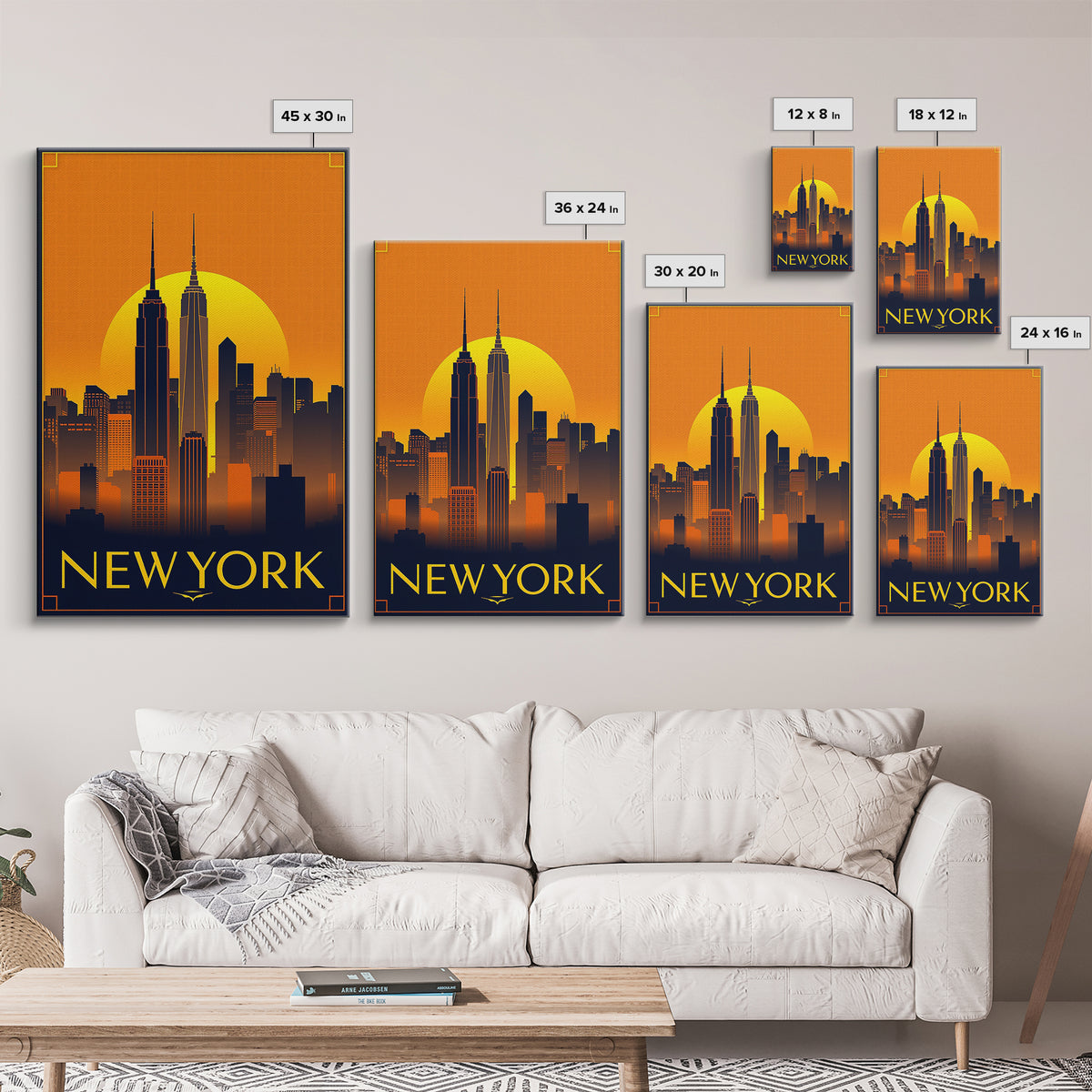 New York Travel Poster, Canvas Print, Gold Art Deco Poster Art, New York City Art, Travel Poster Set, Fine Art Print, Watercolor Cityscape