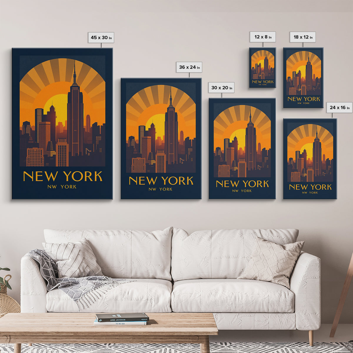 New York Travel Poster, Framed Canvas Print, Gold Art Deco Poster Art, New York Travel Art, Travel Poster Art, Vintage City Art