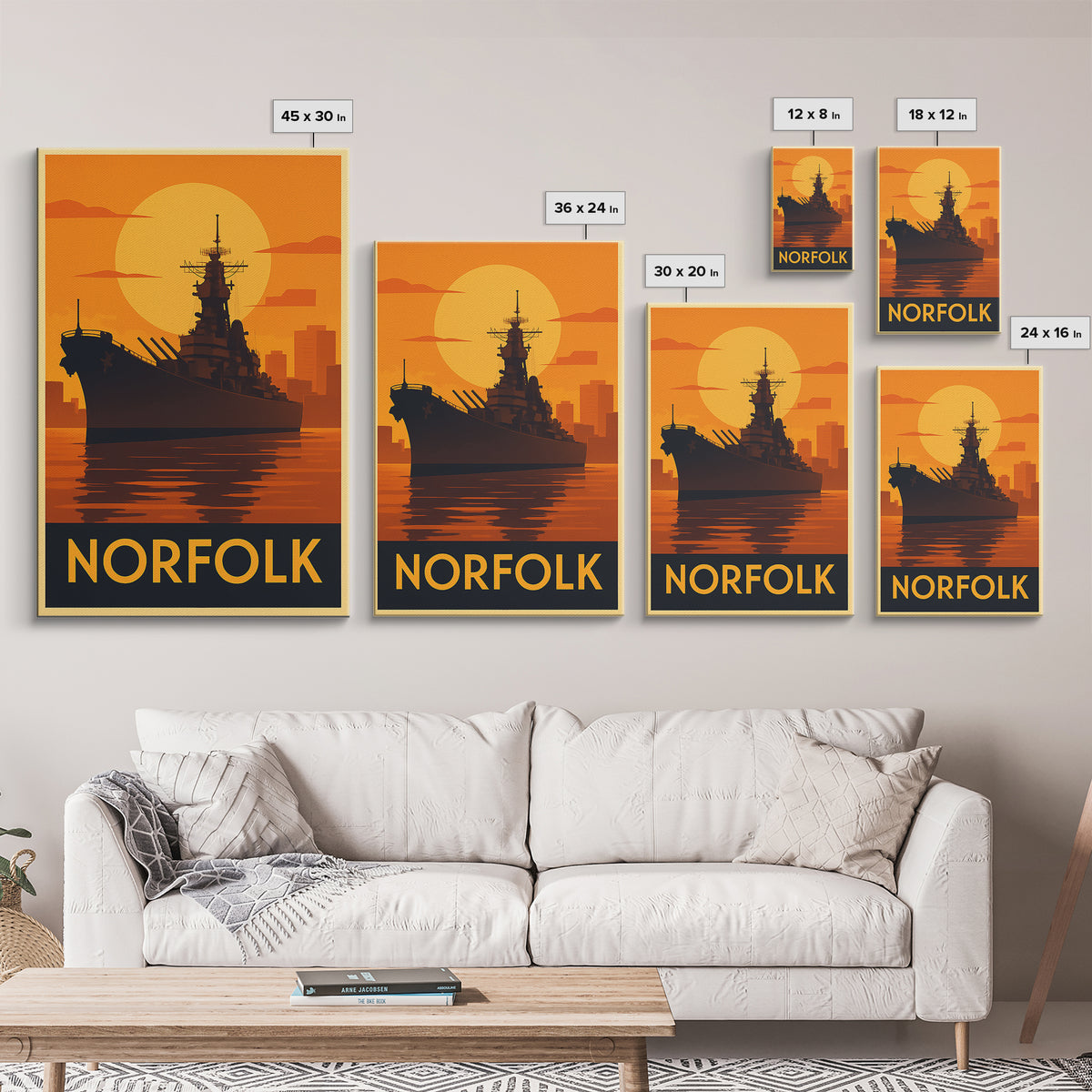 Norfolk Travel Poster, Framed Canvas Print, Vintage Deco Wall Art, Norfolk City Art, Retro Travel Print, Vintage Travel Art, Travel Print