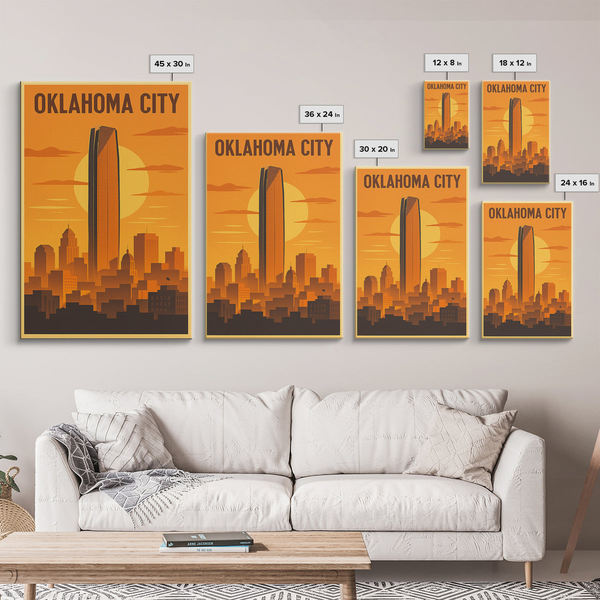 Oklahoma City Oklahoma Travel Poster, Framed Canvas Print, Vintage Deco Wall Art, Oklahoma City Wall Art, Travel Wall Art, Vintage City Art