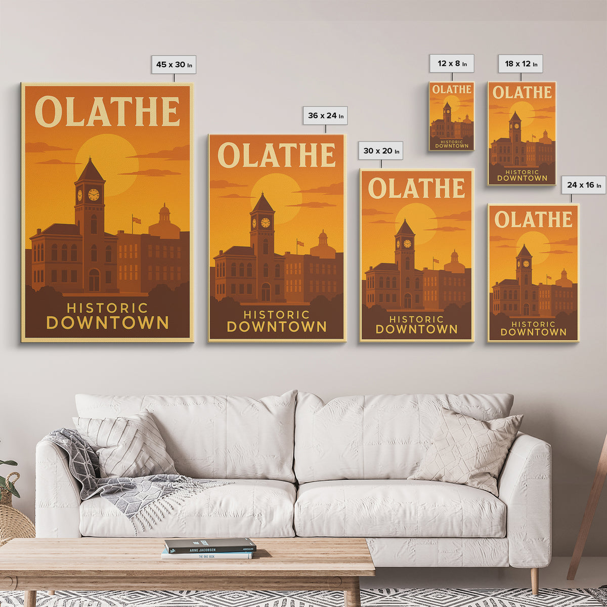 Olathe Kansas Travel Poster, Framed Canvas Print, Gold Art Deco Poster Art, Olathe Wall Art, Travel Poster Art, Home Office Decor, Art Print