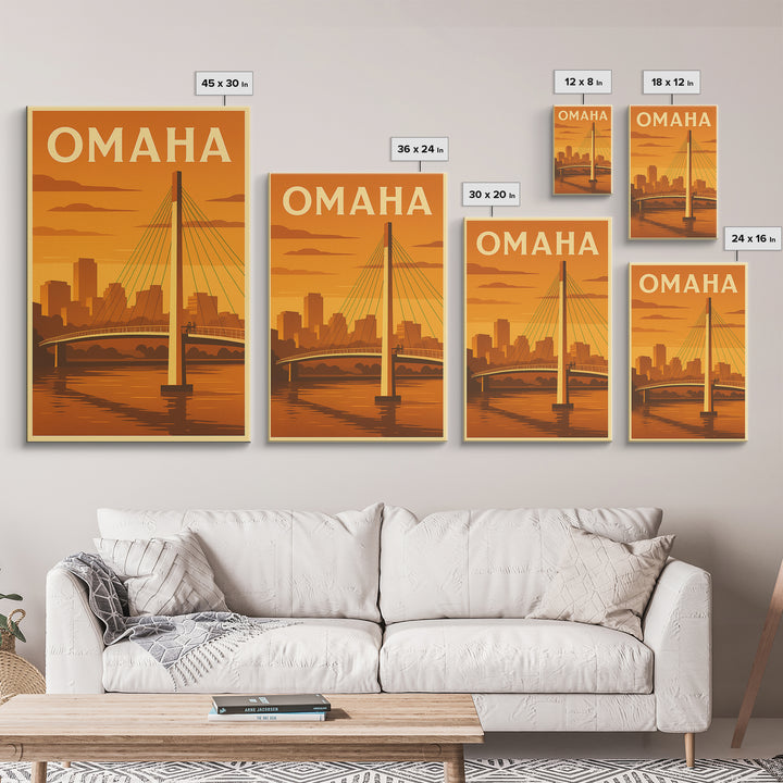 Omaha Nebraska Travel Poster, Canvas Print, Gold Art Deco Poster Art, Omaha Art Print, Vintage Travel Art, Fine Art Print, Travel Art Print
