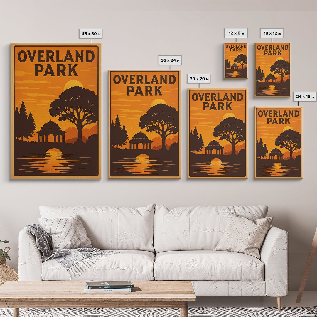 Overland Park Kansas Travel Poster, Framed Canvas Print, Vintage Deco Wall Art, Overland Park Wall Art, Retro Travel Print, Vintage City Art