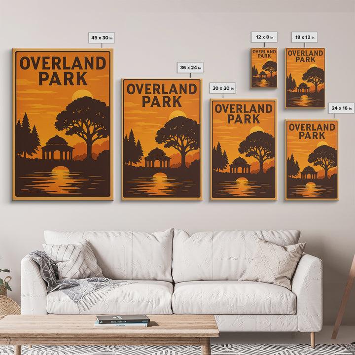 Overland Park Kansas Travel Poster, Framed Canvas Print, Vintage Deco Wall Art, Overland Park Wall Art, Retro Travel Print, Vintage City Art