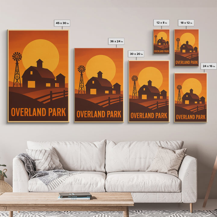 Overland Park Travel Poster, Canvas Print, Golden Travel Poster Art, Overland Park Poster Print, Travel Art Print, Vintage City Art
