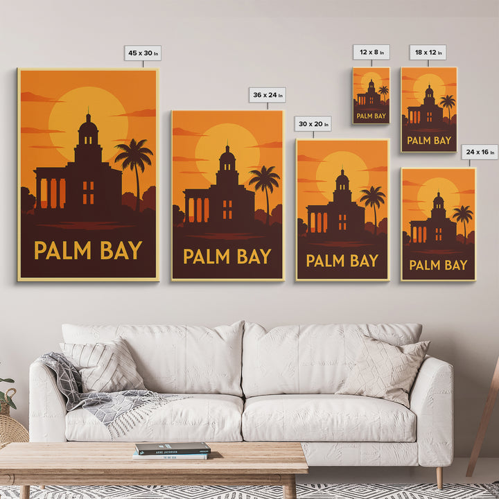 Palm Bay Travel Poster, Framed Canvas Print, Vintage Deco Wall Art, Palm Bay Poster Print, City Travel Prints, City Art Print, Design 2