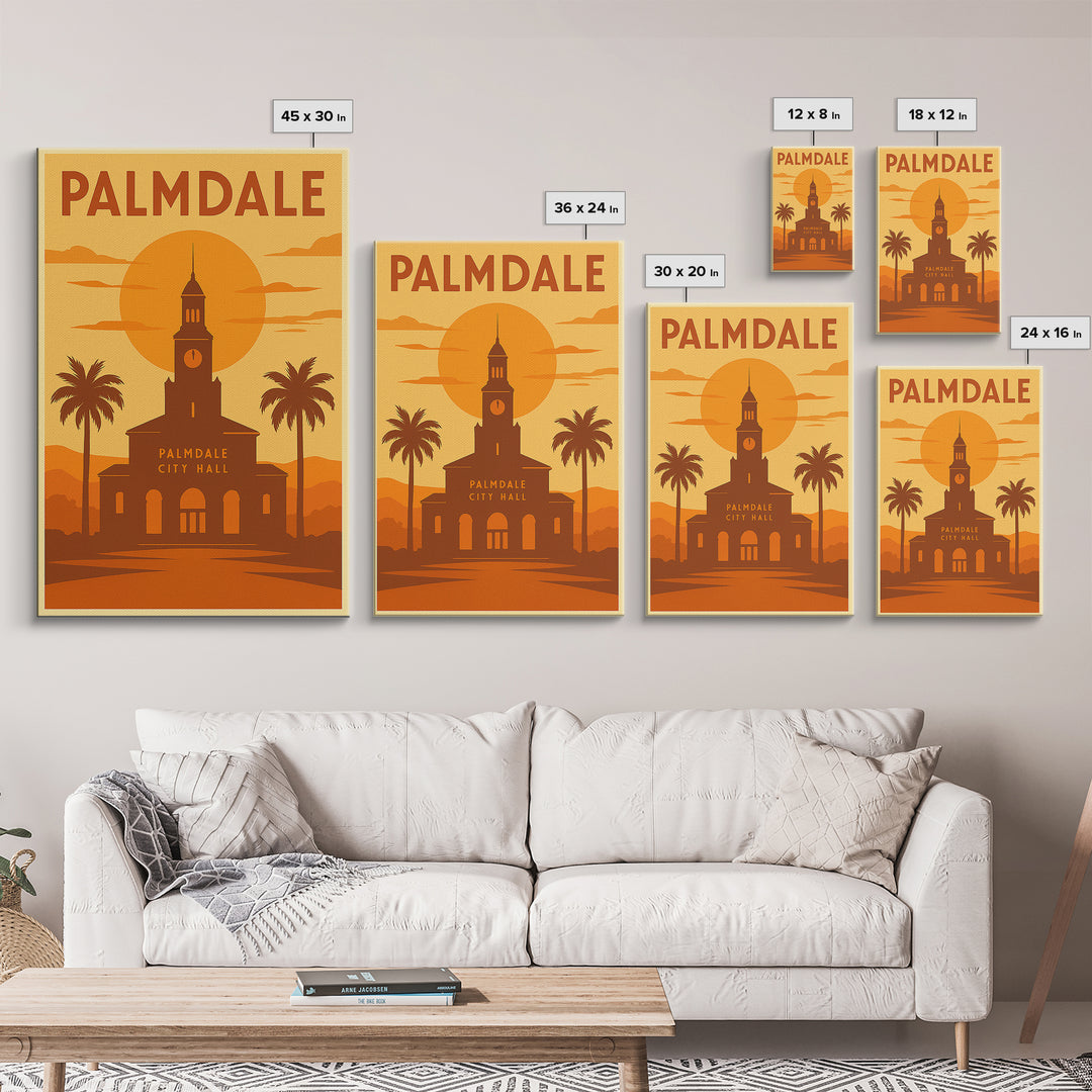 Palmdale California Travel Poster, Canvas Print, Gold Art Deco Poster Art, Palmdale Art Print, Travel Art, Wanderlust Decor, Travel Prints