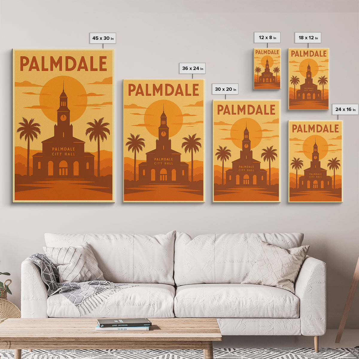 Palmdale California Travel Poster, Canvas Print, Gold Art Deco Poster Art, Palmdale Art Print, Travel Art, Wanderlust Decor, Travel Prints