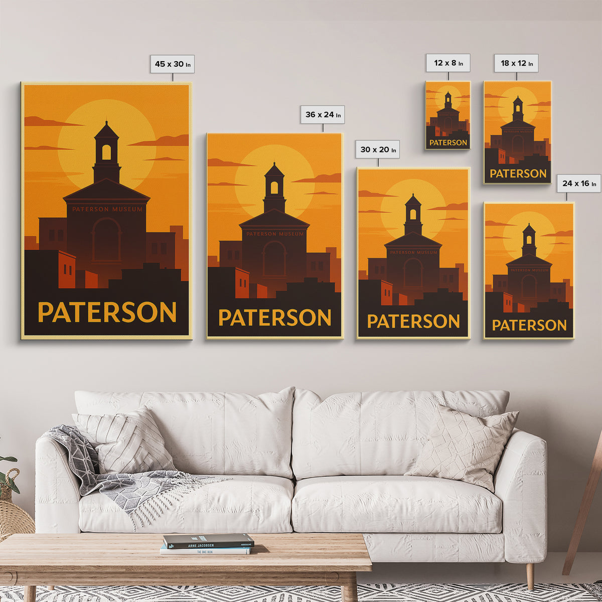Paterson Travel Poster, Canvas Print, Gold Art Deco Poster Art, Paterson Travel Art, Home Office Decor, Retro Travel Print, Wall Art