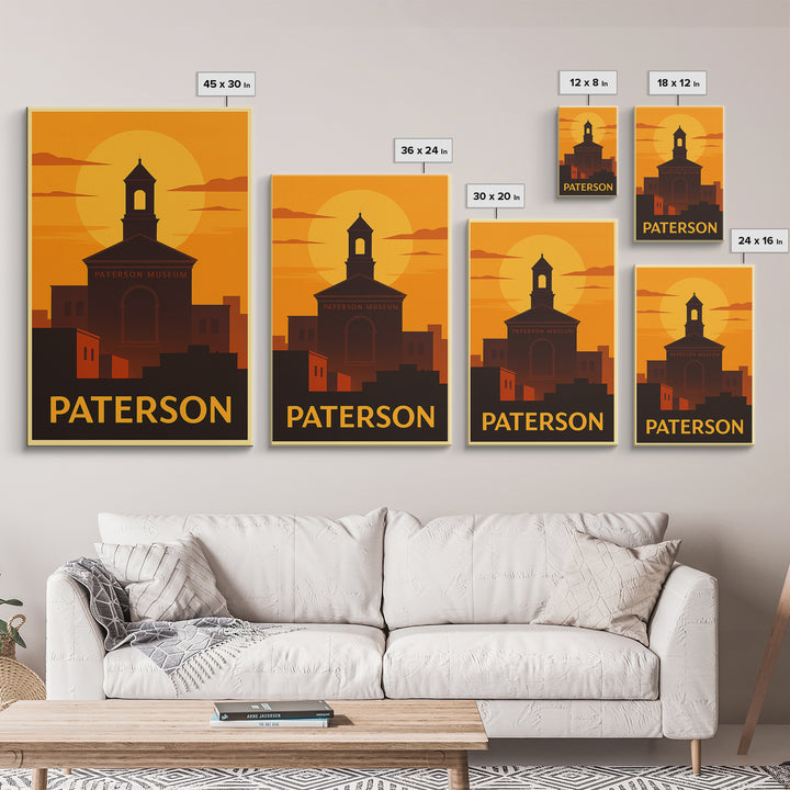 Paterson Travel Poster, Canvas Print, Gold Art Deco Poster Art, Paterson Travel Art, Home Office Decor, Retro Travel Print, Wall Art