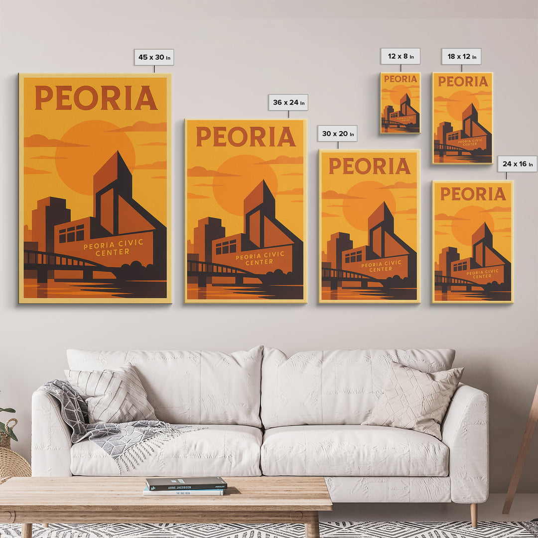 Peoria Arizona Travel Poster, Canvas Print, Golden Poster Art, Peoria Poster Print, Retro Travel Print, City Travel Prints, Travel Decor