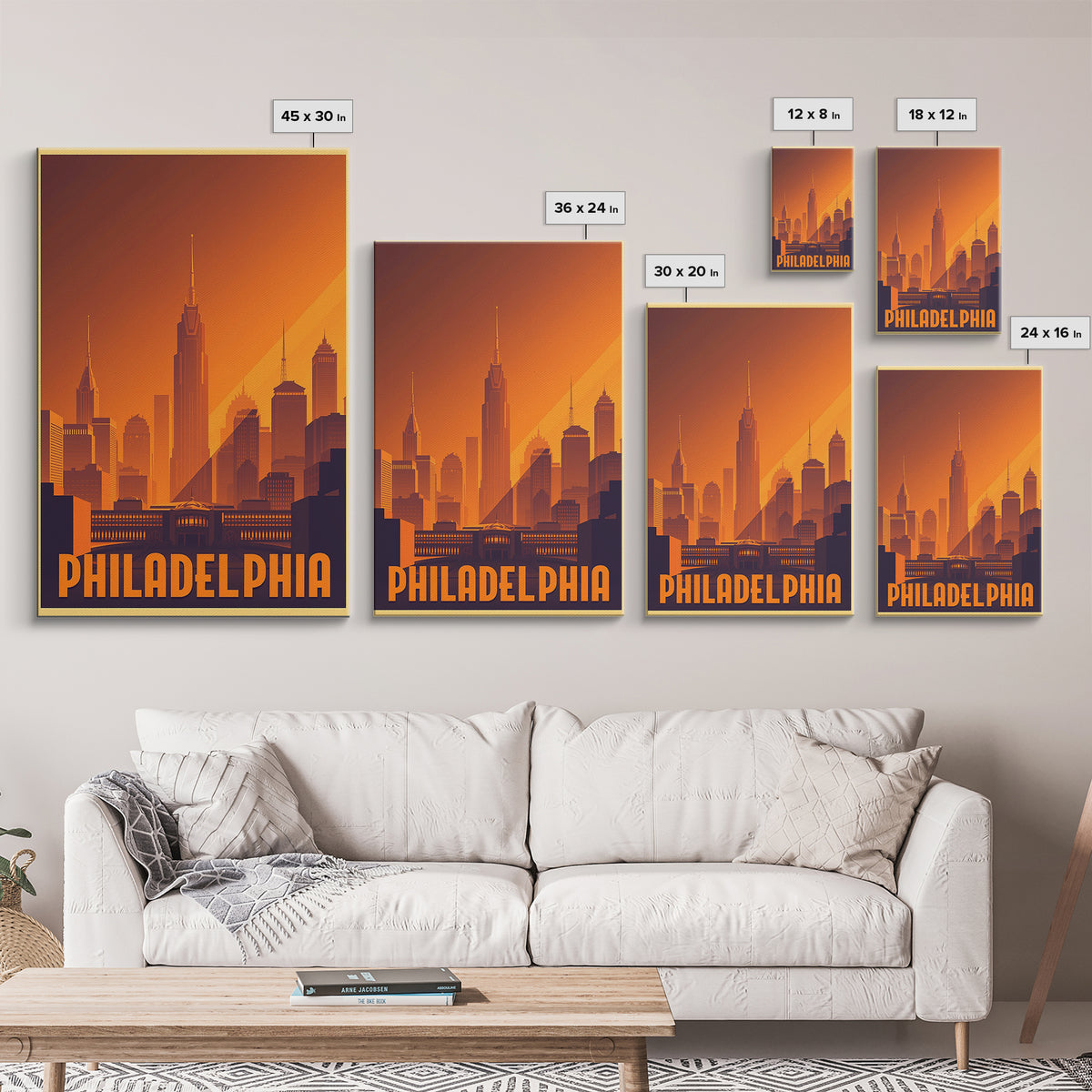 Philadelphia Travel Poster, Canvas Print, Gold Art Deco Poster Art, Philadelphia Art Print, Living Room Wall Art, Vintage Travel Print