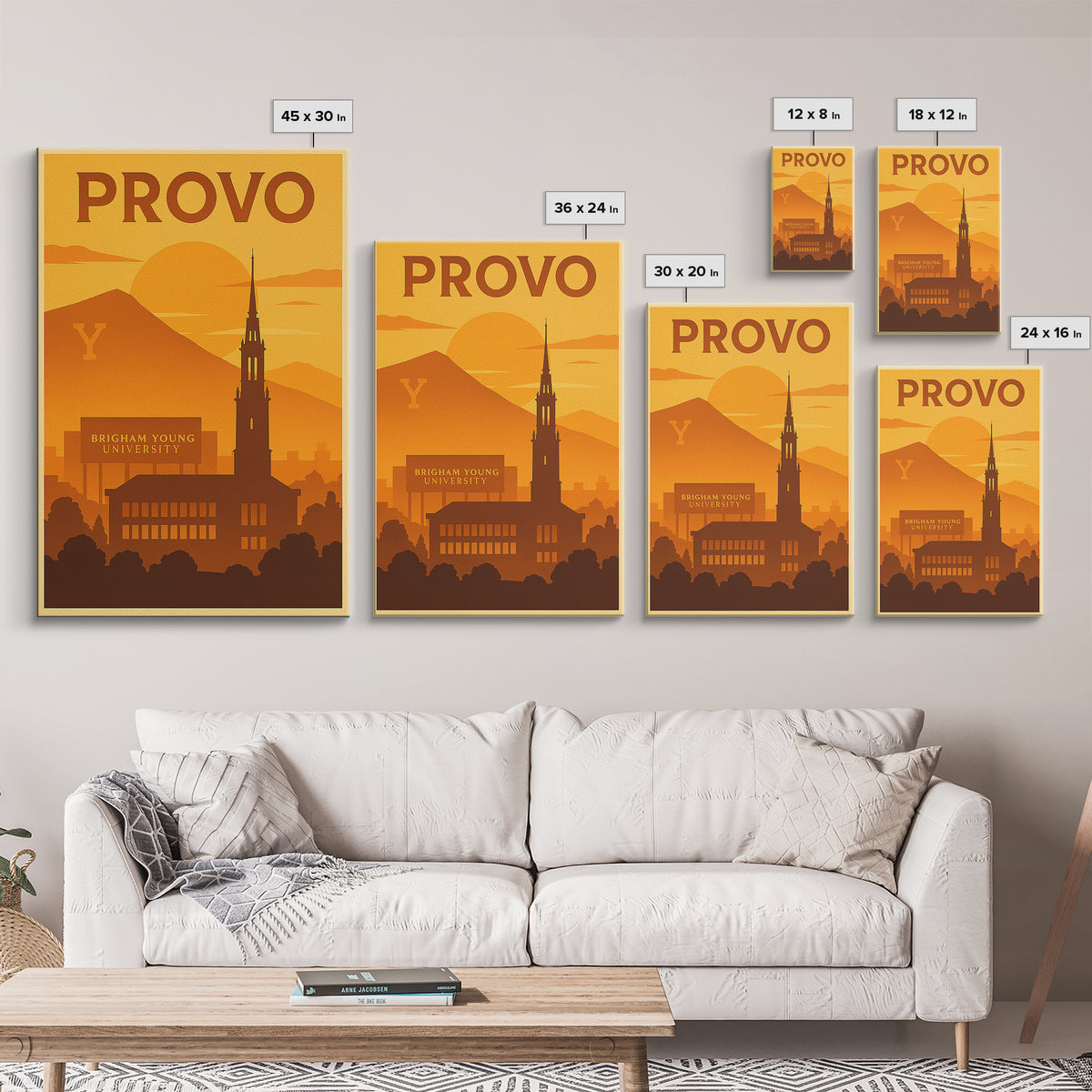 Provo Utah Travel Poster, Canvas Print, Golden Travel Poster Art, Provo City Art, Wanderlust Decor, Gift For Travelers, Travel Wall Art