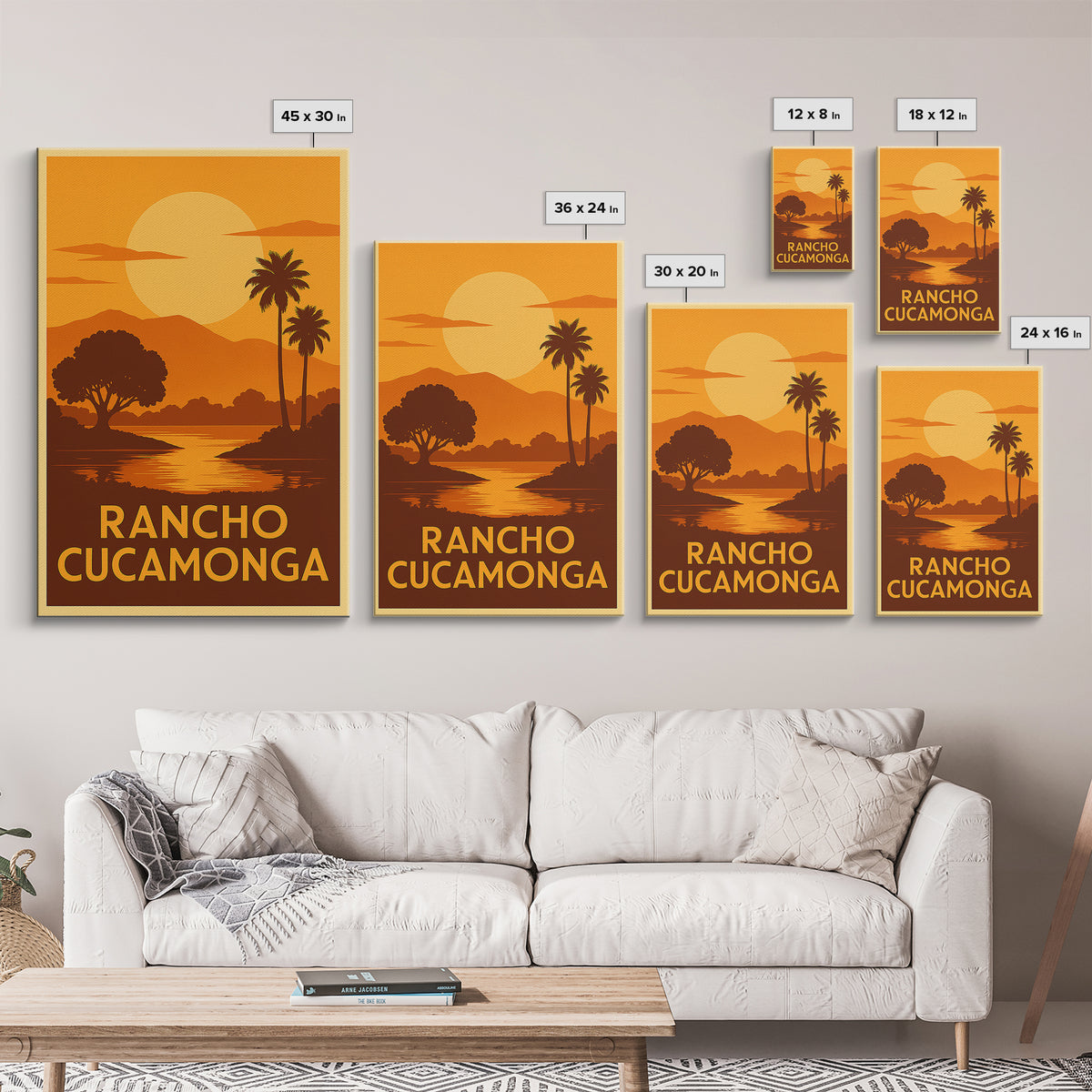 Rancho Cucamonga Travel Poster, Canvas Print, Gold Art Deco Poster Art, Rancho Cucamonga Wall Art, Travel Wall Decor, Home Office Decor