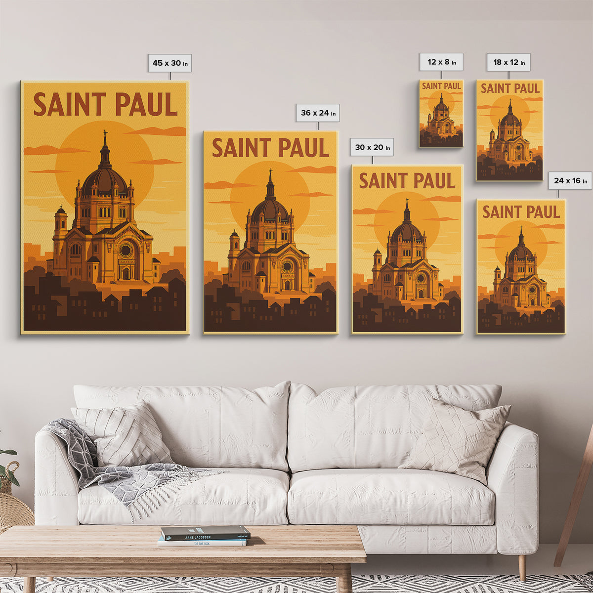 Saint Paul Minnesota Travel Poster, Canvas Print, Gold Art Deco Poster Art, Saint Paul Art Print, City Illustration, Eclectic Wall Decor