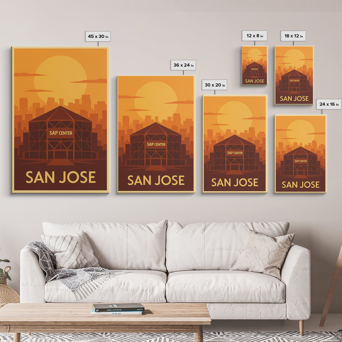 San Jose Travel Poster, Framed Canvas Print, Gold Art Deco Poster Art, San Jose Travel Art, Travel Poster Set, Home Office Decor