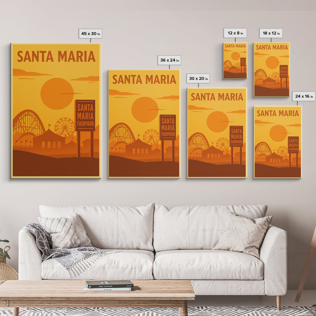 Santa Maria California Travel Poster, Canvas Print, Golden Travel Poster Art, Santa Maria Wall Art, Travel Poster Art, City Travel Prints