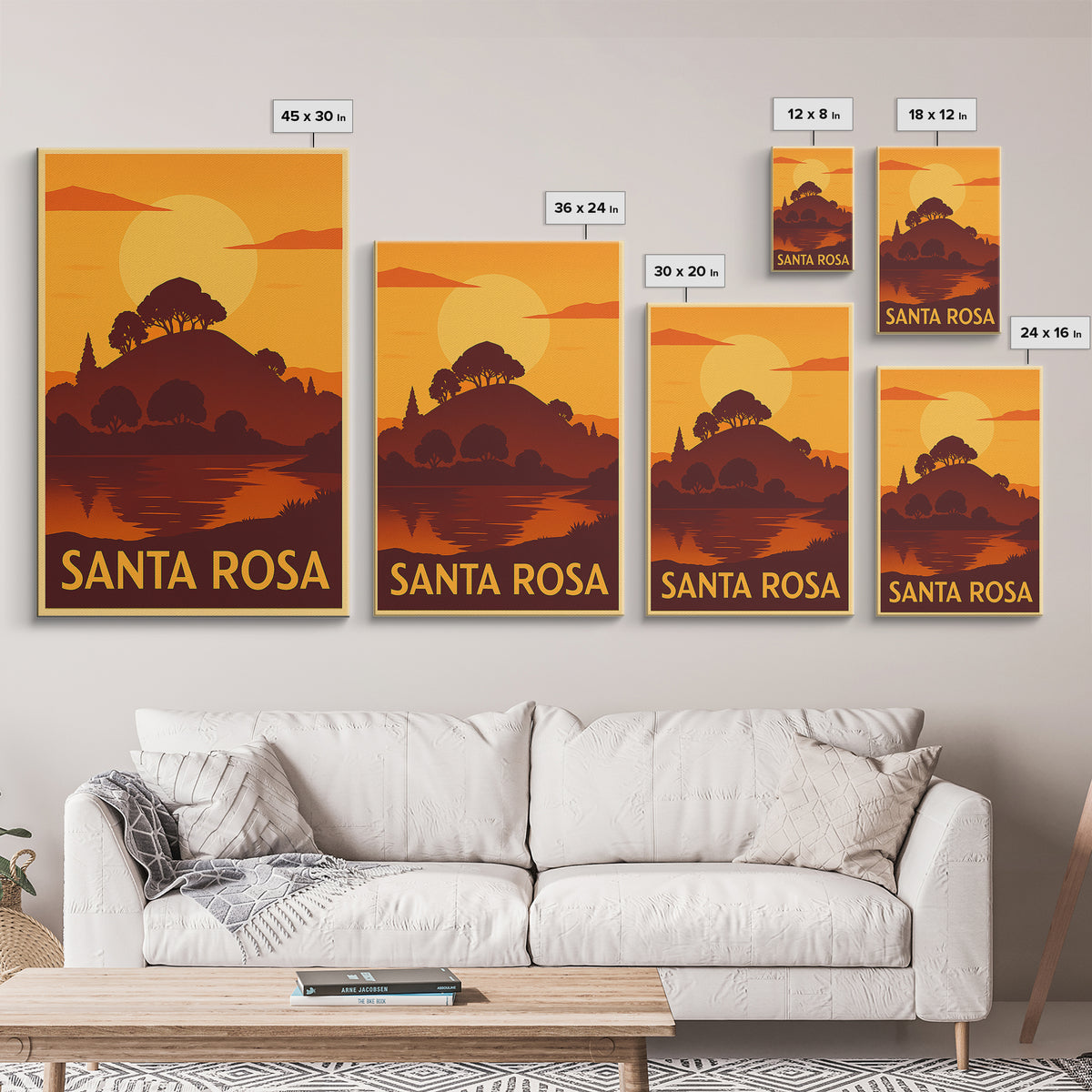 Santa Rosa Travel Poster, Canvas Print, Golden Travel Poster Art, Santa Rosa Wall Art, Gift For Travelers, Travel Wall Decor, Wall Art