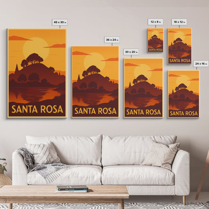 Santa Rosa Travel Poster, Canvas Print, Golden Travel Poster Art, Santa Rosa Wall Art, Gift For Travelers, Travel Wall Decor, Wall Art